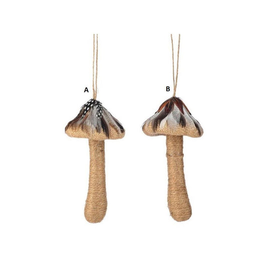 Feather Top Mushroom Ornament