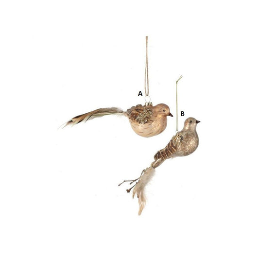 Glass Feather Quail Ornament