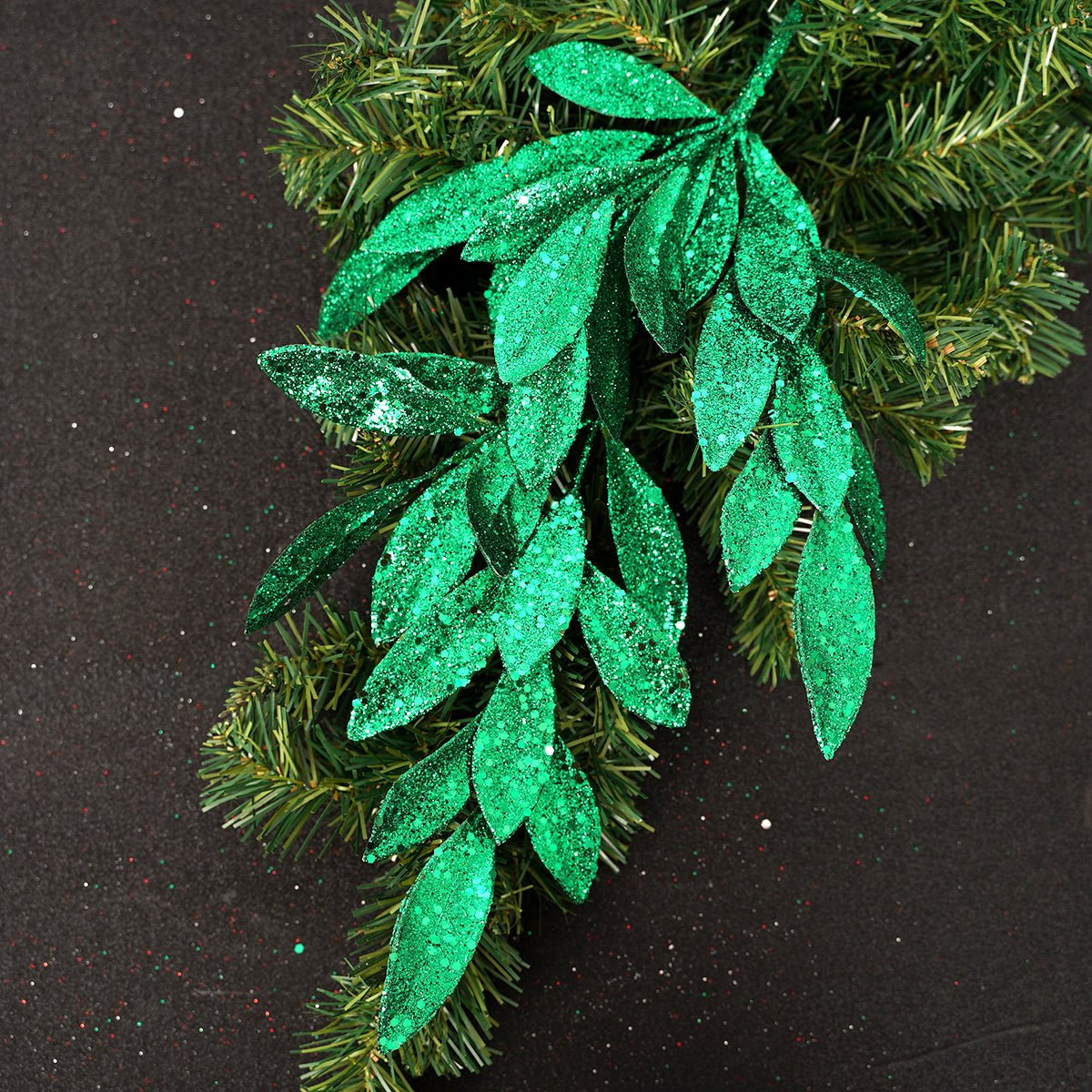 20In Green Sequin Glitter Laurel Spray - Christmas Place