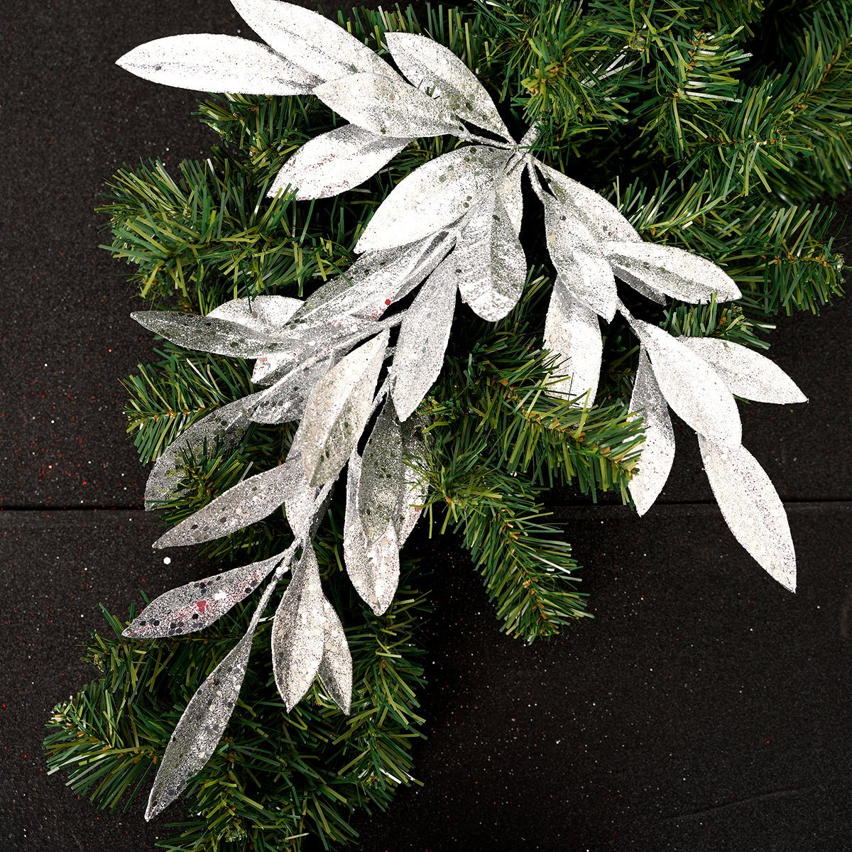 20In Silver Sequin Glitter Laurel Spray - Christmas Place