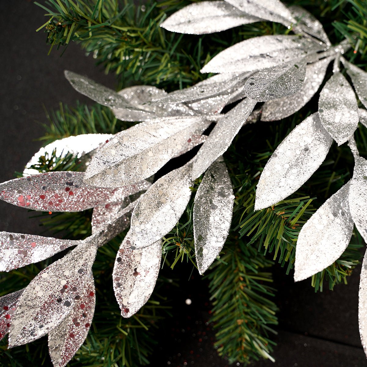 20In Silver Sequin Glitter Laurel Spray - Christmas Place