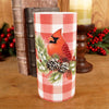 8In Led Plaid Cylinder Cardinal Candle - Christmas Place