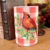 6In Led Plaid Cylinder Cardinal Candle Small - Christmas Place