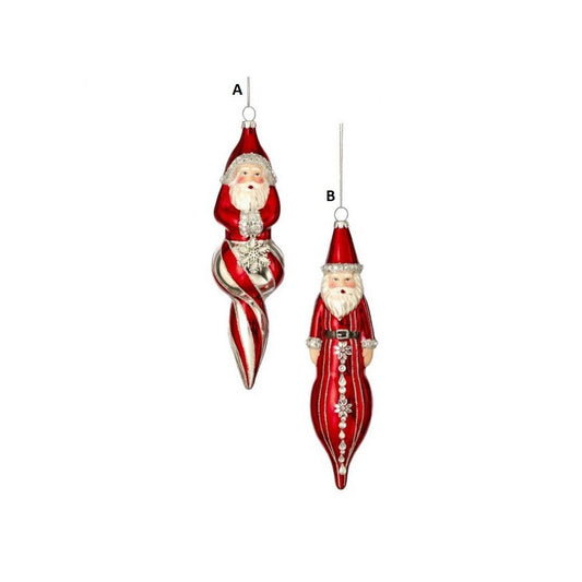 Glass Finial Santa Ornament