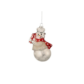 Glass Snowman Gift Box Ornament