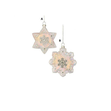 Glass Iridescent Jewel Snowflake Ornament