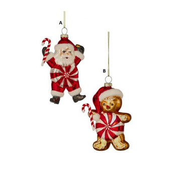 Glass Candy Santa Gingerbread Ornament