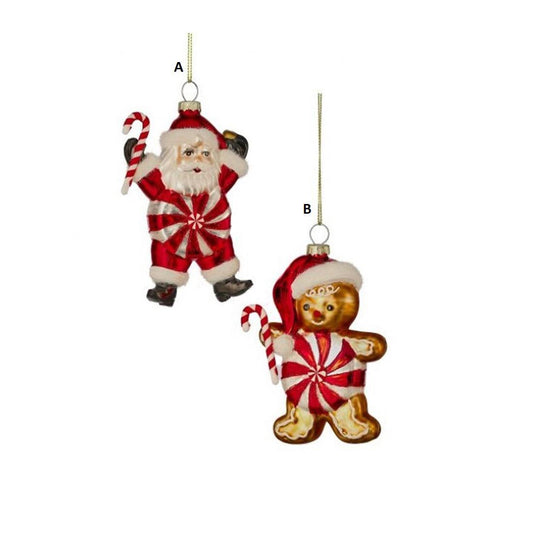 Glass Candy Santa Gingerbread Ornament