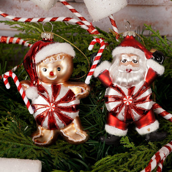Glass Candy Santa Gingerbread Ornament - Christmas Place