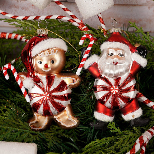 Glass Candy Santa Gingerbread Ornament - Christmas Place