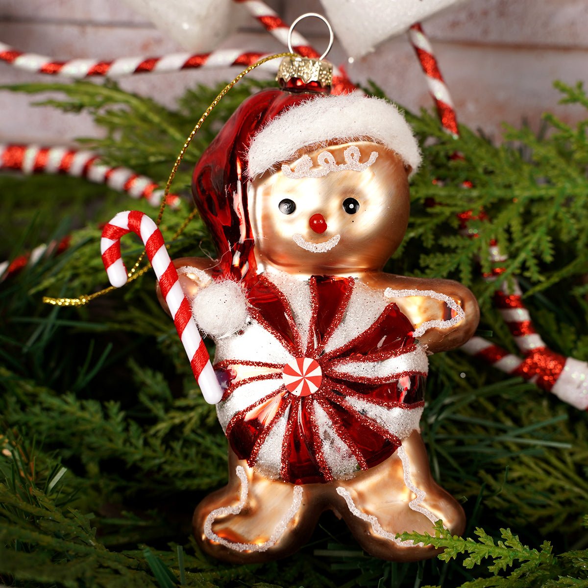 Glass Candy Santa Gingerbread Ornament - Christmas Place