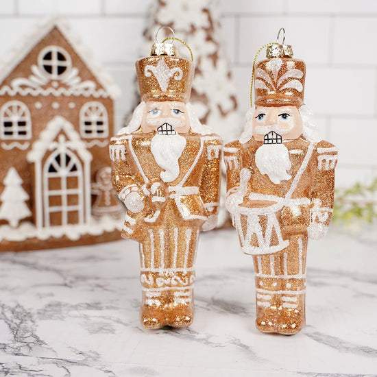 Glass Gingerbread Nutcracker Ornaments - Christmas Place