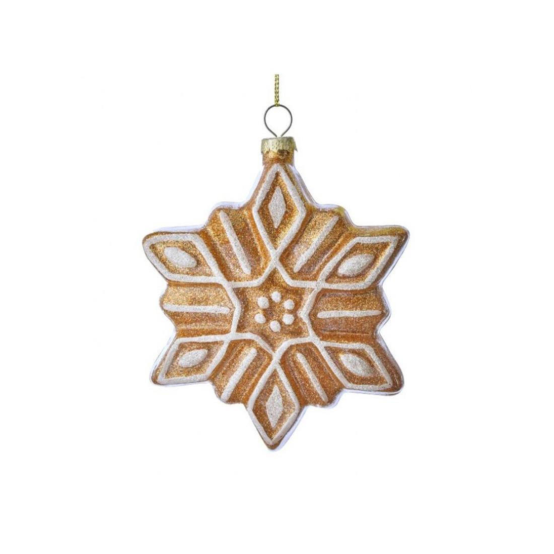 Glass Gingerbread Snowflake Ornament - Christmas Place