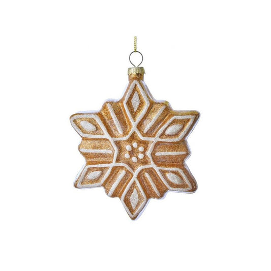 Glass Gingerbread Snowflake Ornament