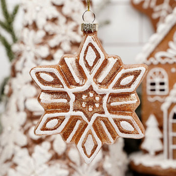 Glass Gingerbread Snowflake Ornament Christmas Place Ornaments