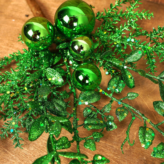 18In Green Glitter Ball Berry Spray - Christmas Place
