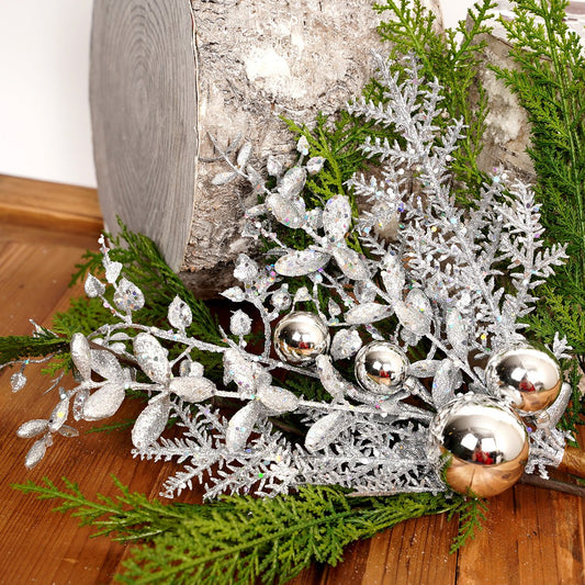 18IN GLITTER BALL BERRY SPRAY - Christmas Place
