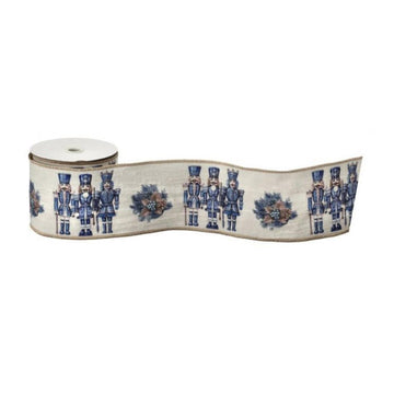 4X10 Blue White Velvet Toy Soldier Ribbon