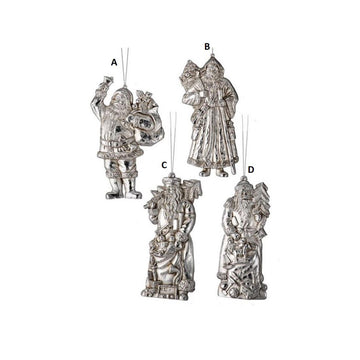 Antique Silver Old World Santa Ornament