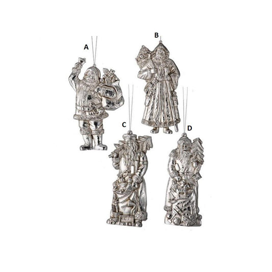 Antique Silver Old World Santa Ornament