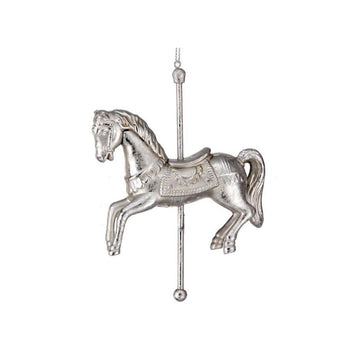 Antique Silver Carousel Horse Ornament