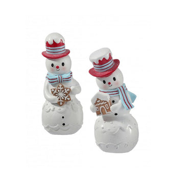 Red Blue Snowman With Gingerbread - Christmas Place