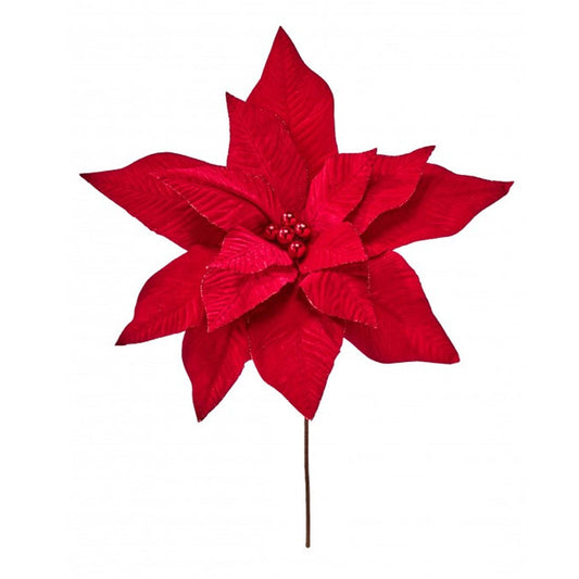 Red Velvet Poinsettia Stem - Christmas Place