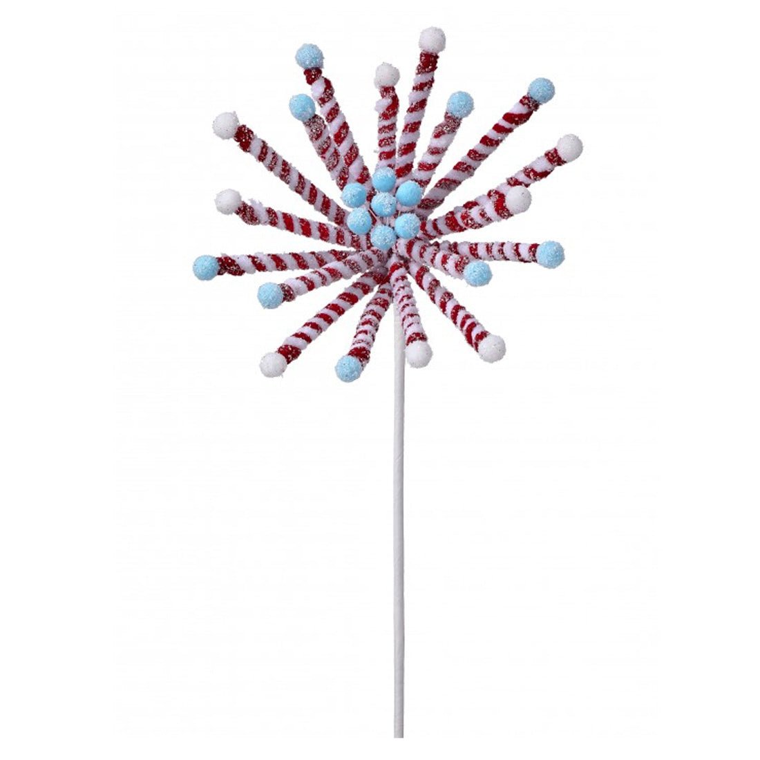 Frosted Peppermint Stick Poinsettia Stem - Christmas Place