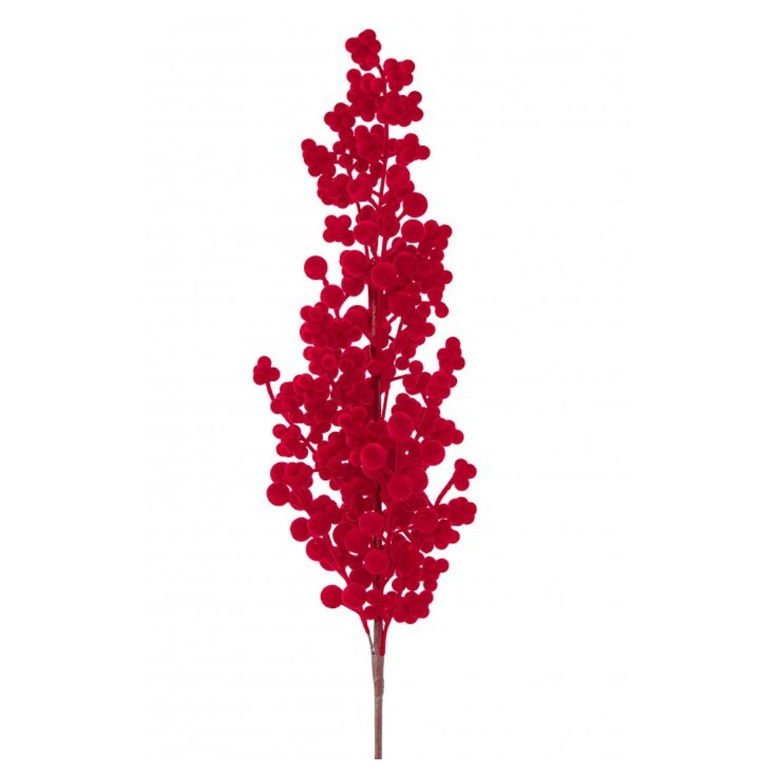 Red Flocked Cluster Berry Spray - Christmas Place