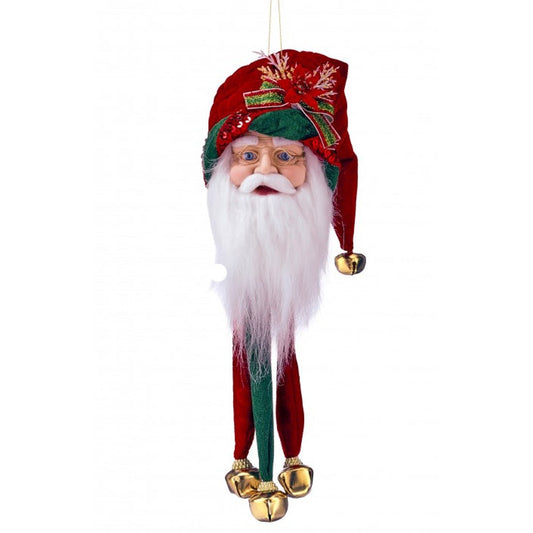 Red Green Santa Head With Bells Ornament - Christmas Place