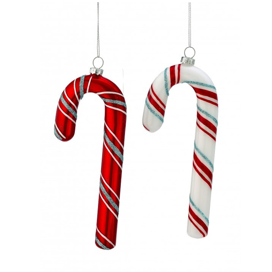 Glass Candy Cane Ornaments 2 Styles - Christmas Place