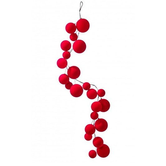 Red Flocked Ball Garland - Christmas Place