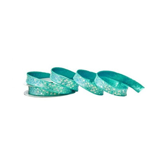 Aqua Blue Sequin Iridescent Ocean Ribbon - Christmas Place