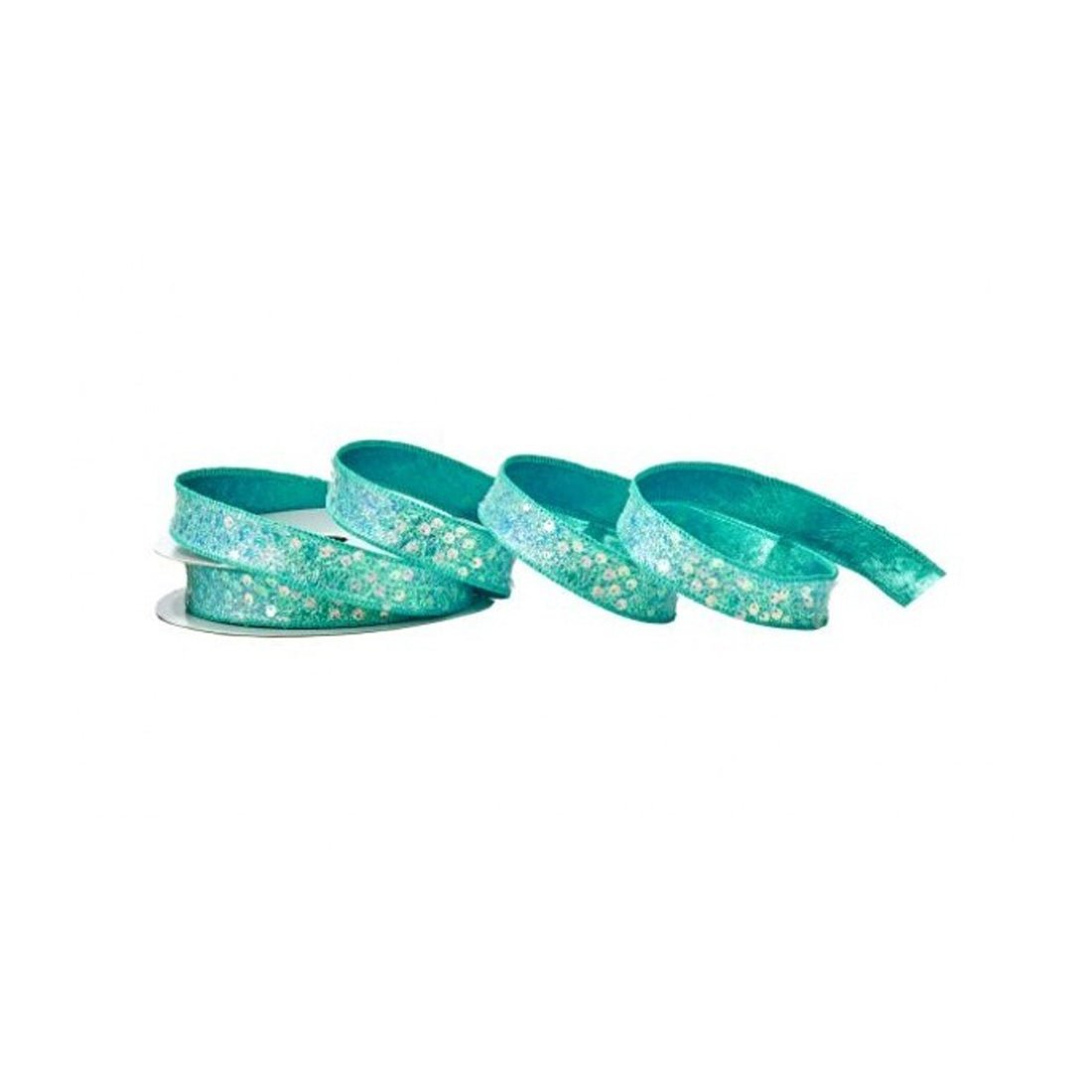 Aqua Blue Sequin Iridescent Ocean Ribbon - Christmas Place