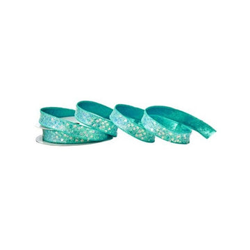 Aqua Blue Sequin Iridescent Ocean Ribbon - Christmas Place