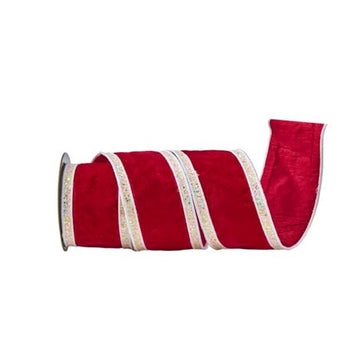 Red White Velvet Candy Edge Ribbon - Christmas Place