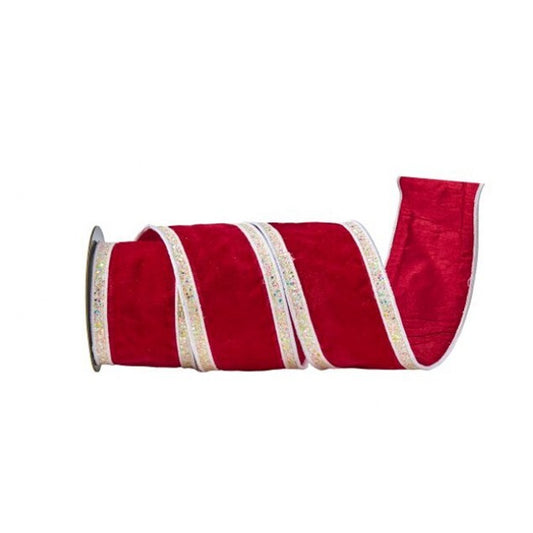 Red White Velvet Candy Edge Ribbon