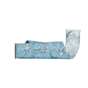 Blue White Jeweled Snowflake Ribbon - Christmas Place