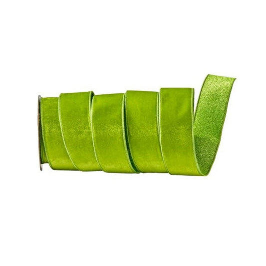Chartreuse Velvet Glitter Backing Ribbon - Christmas Place
