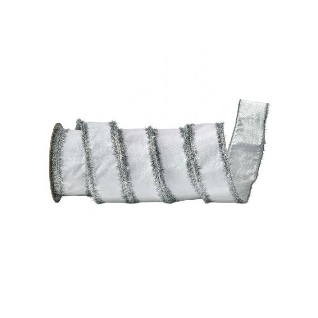 White Silver Velvet Tinsel Edge Ribbon - Christmas Place