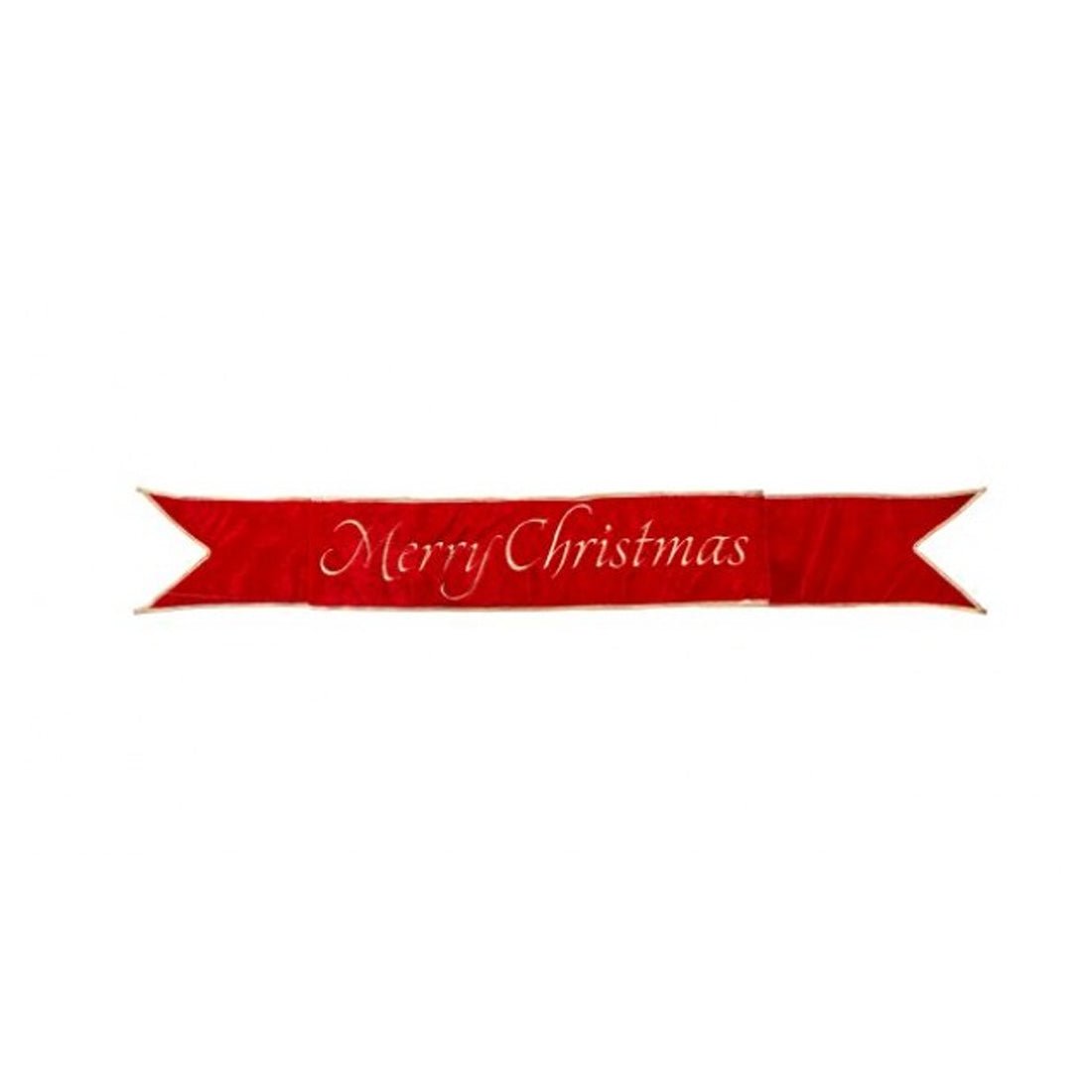 Red Gold Padded Velvet Merry Christmas Banner - Christmas Place