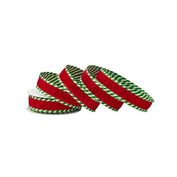 Red Green White Velvet Peppermint Edge Ribbon