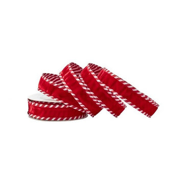 Red White Velvet Peppermint Edge Ribbon - Christmas Place