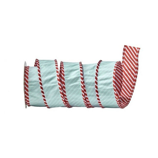 Light Blue Dupion Candy Stripe Ribbon