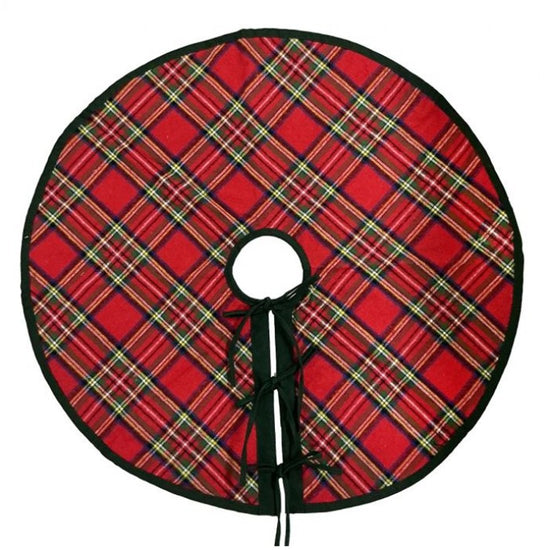 Red Green Cotton Plaid Tree Skirt - Christmas Place