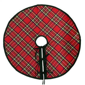 Red Green Cotton Plaid Tree Skirt - Christmas Place