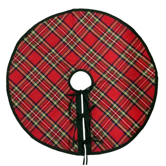 Red Green Cotton Plaid Tree Skirt - Christmas Place