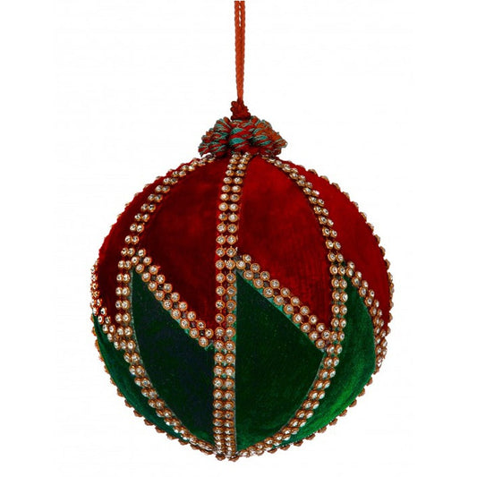 Red Gold Green Jewel Velvet Ball Ornament - Christmas Place