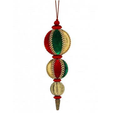 Red Gold Green Sequin Velvet Finial Ornament - Christmas Place