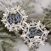 Blue White Wood Snowflake Ornament